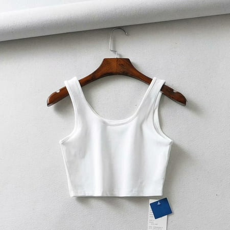 

Women Summer Crop Tops Sleeveless Short U-Collar Knitted Bra Tank
