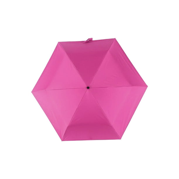 Cateissary Paraguas plegable portátil multifunción para cualquier clima, sombrillas plegables giratorias Paraguas de lluvia Rosa roja