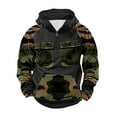 thumbnail image 3 of LMOIPLI Camouflage Print Hoodies for Men Military Mens Fleece Lined Quarter Zip Cargo Sweatshirt with Multi Pockets Black XXXL, 3 of 4