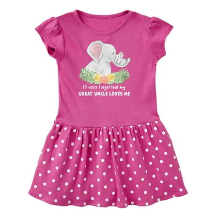 

Inktastic I ll Never Forget That My Great Uncle Loves Me Cute Elephant Gift Toddler Girl Dress