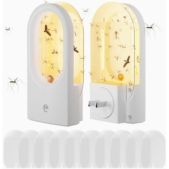 LYJ SPORT Indoor Flying Insect Trap, (6 Devices 24 Refills) Plug-in Indoor Bug Light Insect Killer with Double-Sided Adhesive Glue Cards Fly Traps Get Rid of Fruit Flies, Gnat, Moth