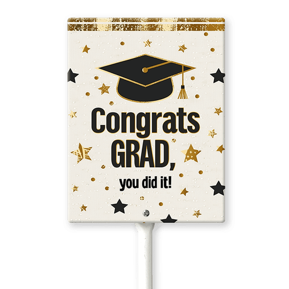 Eveokoki Congrats Grad You Did It Decorative Signage, 4.6x6 Inch Aluminum Graduation Lawn Sign with Stakes, Waterproof for Outdoor Garden Decorations Supplies
