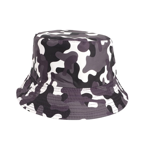 Xfvqtps Men and Women Fisherman Hats Camouflage Pattern Double Sided Fisherman Hats Wear Outdoor Sunscreen Sun Hats On Both Sides Dark Gray