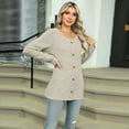 thumbnail image 3 of Womens - Sweaters 2025 Long Sleeve Henley Shirt Fall Casual Crewneck Tunic Tops Oatmeal Color M, 3 of 8