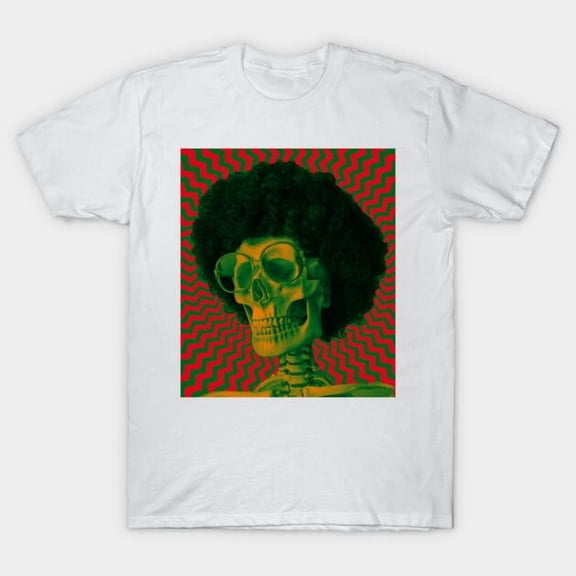 Psychedelic Skeleton Head Funny Retro 60s Hippie Trippy Abstract Art Melt Colorful H1895 Unisex T-Shirt, Up to 5XL