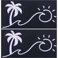 thumbnail image 2 of 4Sheets Sunset Graphics & Decals Sun and Wave Decal Palm Trees Wall Decal Waterproof Reflective Coconut Tree with Sun Car Decorative Decals for Trucks Vans Walls Laptop White, 2 of 7