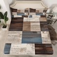 thumbnail image 2 of Manfei Graffiti Geometric Check Full Size Sheets,Retro Patchwork Buffalo Bed Sheets,Brown Gray Blue Sheet Sets For Adults,Luxury Bedroom Decor,4 Pieces, 2 of 7