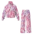 thumbnail image 5 of Yuyamidu Women's Lounge Sets Loungewear Matching Sweatsuit Tracksuits 2 Piece Outfits Pink Leopard Print Long Sleeve Sweatshirt Wide Leg Drawstring Sweatpants Travel Exercising Gym Clothes Set, 5 of 7