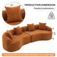thumbnail image 2 of Compression Sponge Sofa Orange Curved Modular Sectional 30D High-Density Chenille Sleeper Couch for Apartment Living Room,110"L, 2 of 25