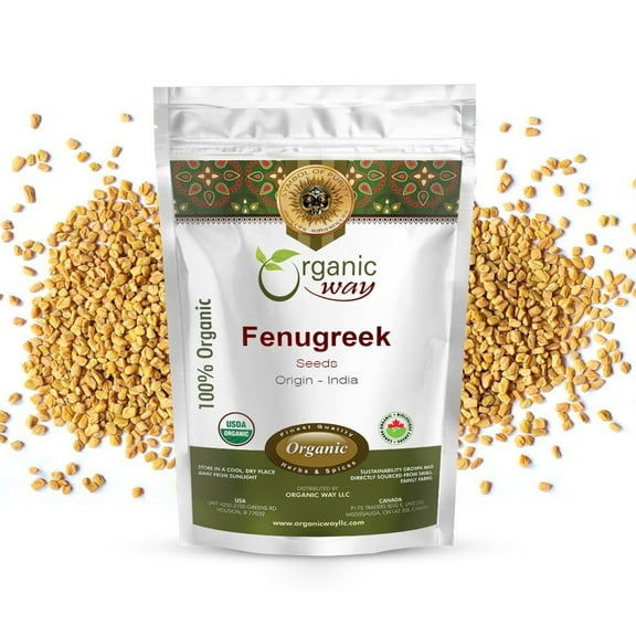 Organic Way Fenugreek / Methi Seeds Whole (Trigonella Foenum) - Kosher & USDA Certified | Vegan, Non-GMO & Gluten Free | Tested for Heavy Metal and Purity | 100% Raw from India (1LBS / 16Oz)