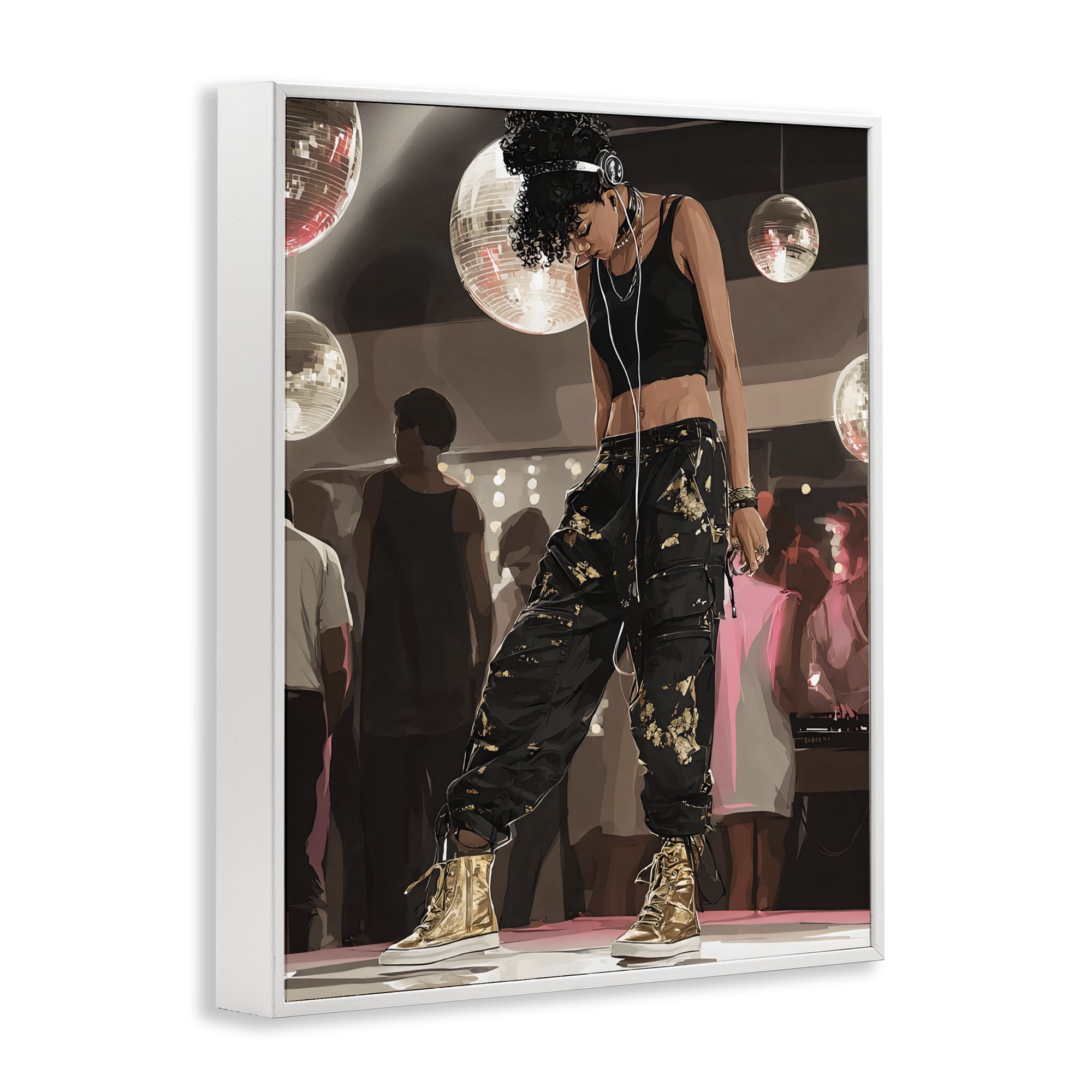 Stupell Industries Silent Disco Lone Dancer White Framed Giclee Art, design by Franklyn Gregory