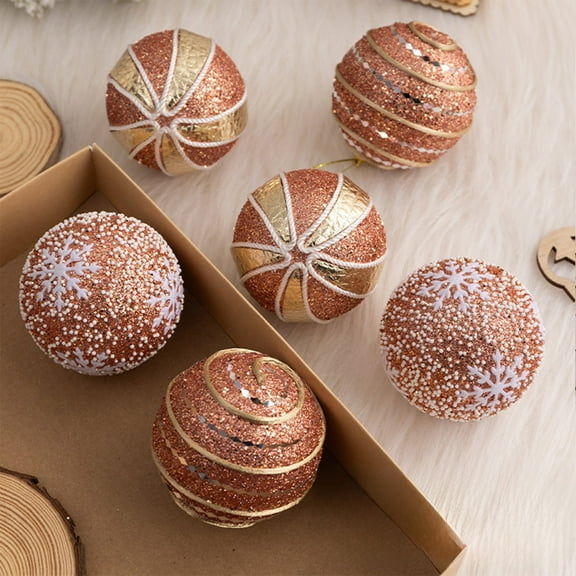 PONPRNGY 6Pcs Christmas Ball Ornaments, Christmas Ball Decorations Shatterproof Plastic Hanging Pearl Balls for Holiday Party
