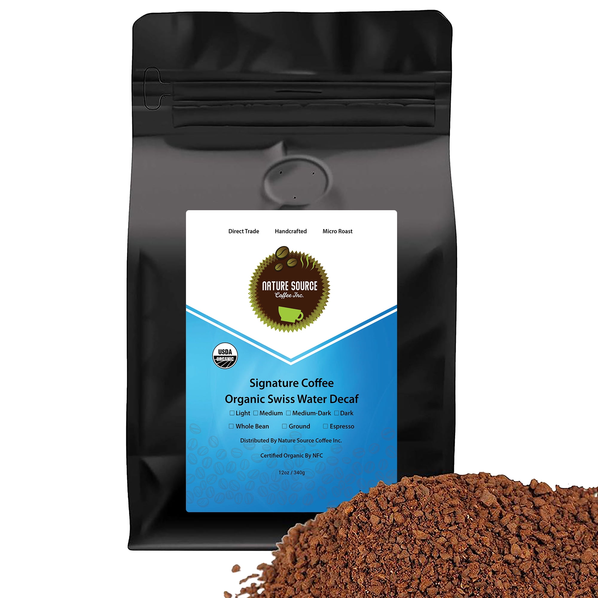 Swiss Water Decaf Organic Single Origin Arabica Ground Coffee, Medium
