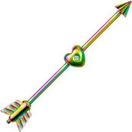 Body Accentz Industrial bar 316L Surgical Heart Arrow 16g 1 3/8