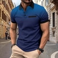 thumbnail image 4 of LRGSHF Men's Summer Polo Shirts Short Sleeve Golf Daily Pullover Slim Fit Gradient Print Tops With Chest Pocket Blue M, 4 of 5