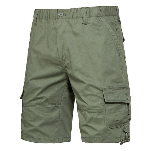 guisaled Men Big and Tall Cargo Shorts Twill Cotton Tactical Shorts Elastic Waisted Mid Rise Multiple Pockets Outdoor Hiking Shorts