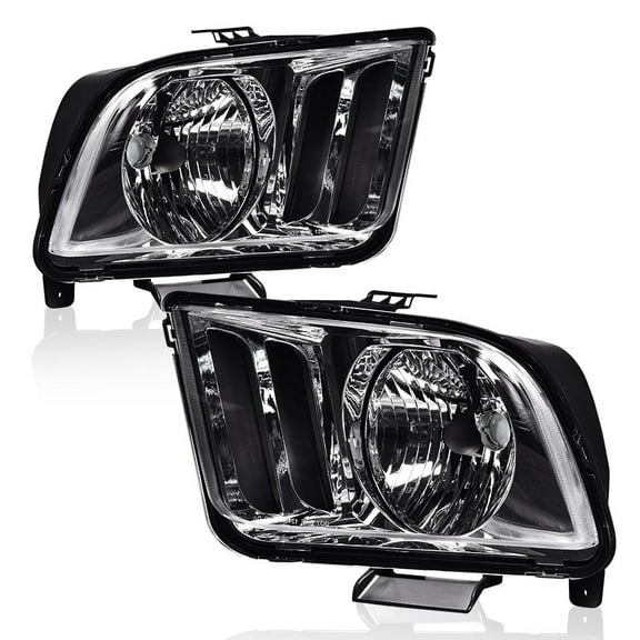 CROSSDESIGN Headlights Assembly Headlamps Fit for Ford Mustang 2005-2009