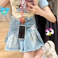 thumbnail image 4 of Sanrio-Falda plisada de Hello Kitty, diseño de moda de Anime japonés, falda de media línea Kawaii Y2K, vestido vaquero de cintura alta para chica dulce, 4 of 4