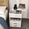 thumbnail image 3 of Dextrus White LED Nightstand with Charging Station, Lift Top Bedside Table with Drawers, 3 of 8