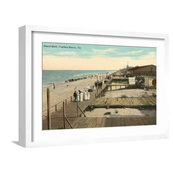 Art.com Boardwalk, Virginia Beach, Virginia Art Print, White Frame Wall Art, 23" x 17"