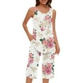 thumbnail image 4 of Weiqiqre Women's Pajama Sets Soft Sleepwear Pjs Short Sleeve Sleeveless Nightwear with Long Pants, 4 of 6
