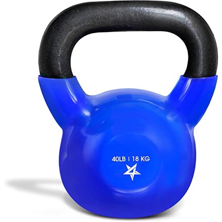 Yes4All 40lb Vinyl Coated / PVC Kettlebell  Blue  Single