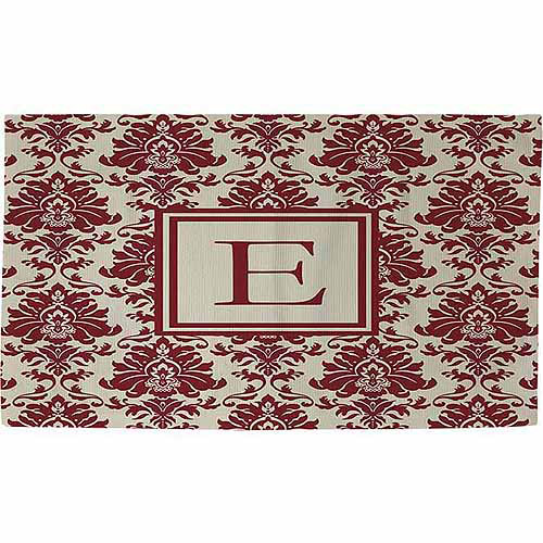 Thumbprintz Damask Monogram Rug, Crimson