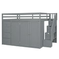 thumbnail image 6 of Harper & Bright Designs Full Size Loft Bed with Built-in Wardrobes, Wood Loft Bed Frame with Cabinets and 4 Drawers, Multifunctional Loft Bed with Foldable and Extendable Clothes Rail, Gray, 6 of 19