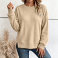 thumbnail image 4 of Vrorvz Womens Sweatshirt Crew Neck Long Sleeve Tops Solid Color Loose Casual Sweatshirts Pullover Top, 4 of 5