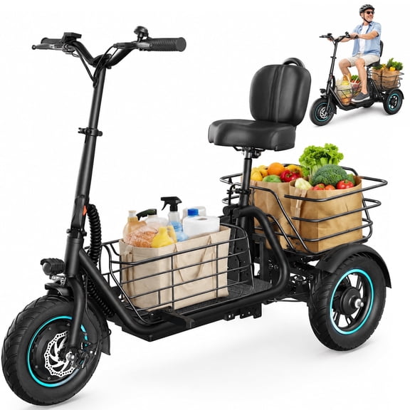 QIYCHE Foldable 3‑Wheel Senior Electric Tricycle,650W Motor,30 Miles Range,Anti‑Tip 300lbs Capacity