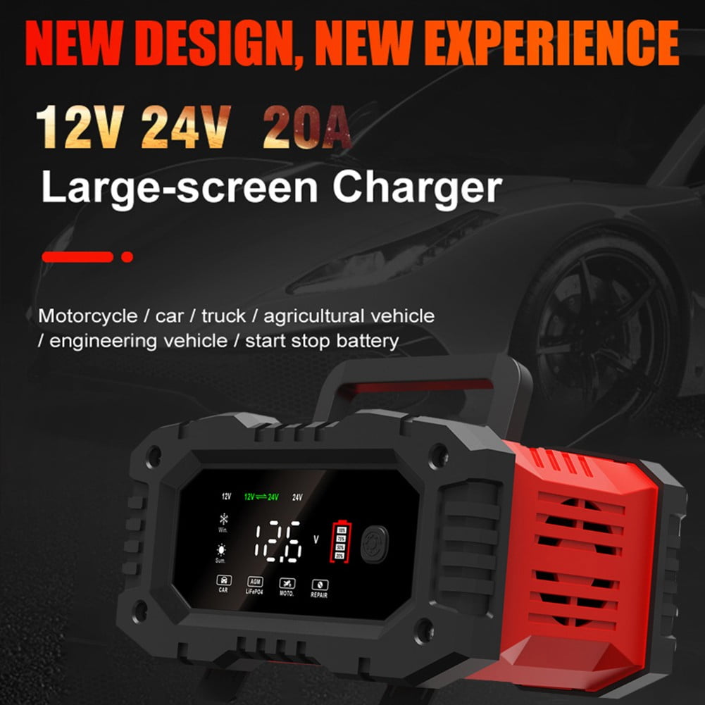Car Battery Charger 12V/24V Smart trickle Charger,Lithium,Lifepo4,Lead Acid