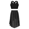 thumbnail image 2 of iixpin Kids Girls Lyrical Dance Outfits Set Crisscross Back Crop Tops and Chiffon Skirts Performance Costume Black 8, 2 of 7