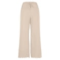 thumbnail image 4 of Cotton Linen Casual Trousers for Women Elastic High Waist Drawstring Loose Breathable Lounge Pants with Pockets (XL, Beige), 4 of 8