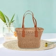 thumbnail image 2 of Women Straw Woven Handbag Handwoven Boho Top Handle Satchel Purse with Zipper Tote for Travel Vacation Beach Summer , khaki, 2 of 8