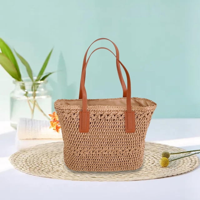 Bolso de paja Salvador para mujer caqui01