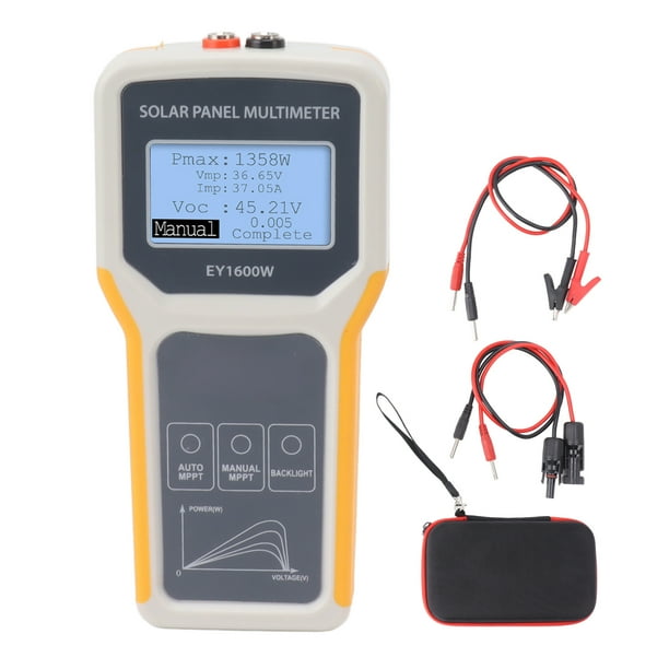 Solar Panel Tester Photovoltaic Multimeter EY1600W with Backlight MPPT Open  Circuit Voltage Tool for Solar PV Testing Yellow