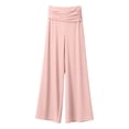 thumbnail image 6 of Pants for Women Coral Fold Over Yoga Pants Solid Wide Leg Loose Fit Ruched Waist Pants for Yoga Sports Everyday Yoga Pants Women, 6 of 8