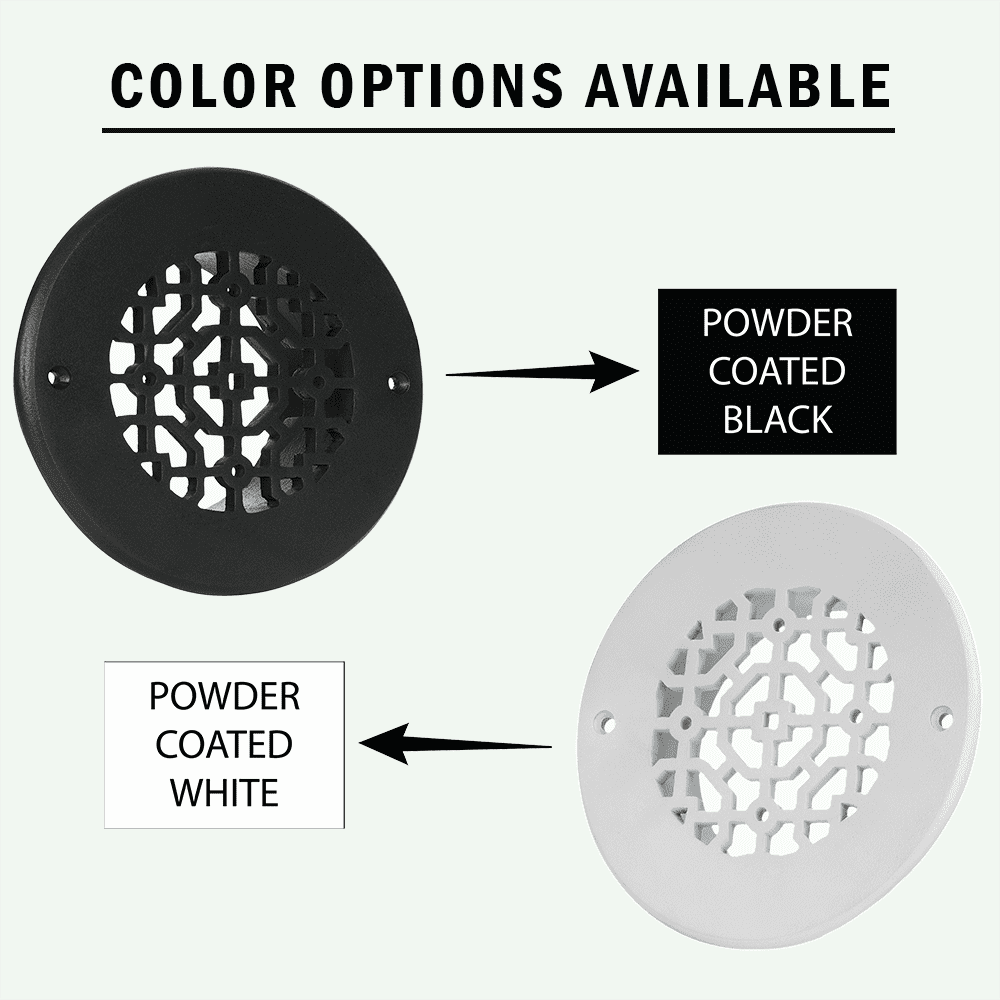Achtek 12" Duct Opening Solid Cast Aluminum Round Grille ( 14" Round Overall) | Powder Coated White- With Holes for Wall / Ceiling