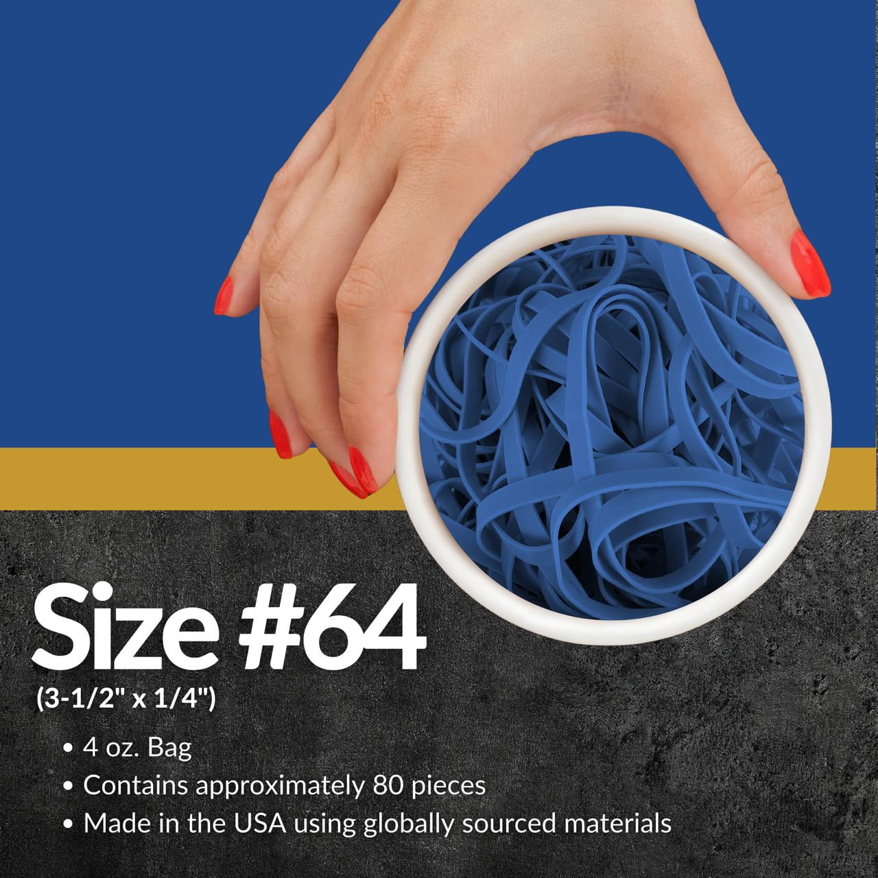 Upgrade UPG25764BCS Blue Rubber Bands, Size 64, 80 Bands per Bag, 100-Bag Case, USA