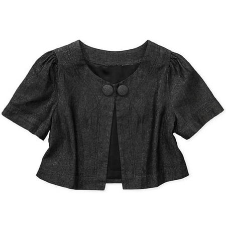 Juniors Metallic Denim Shrunken Swing Jacket