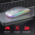 thumbnail image 3 of Ratón inalámbrico compatible con Bluetooth con luz RGB recargable por USB para ordenador portátil, PC, Macbook, ratón para juegos de 2,4 GHz y 1600 DPI, 3 of 7