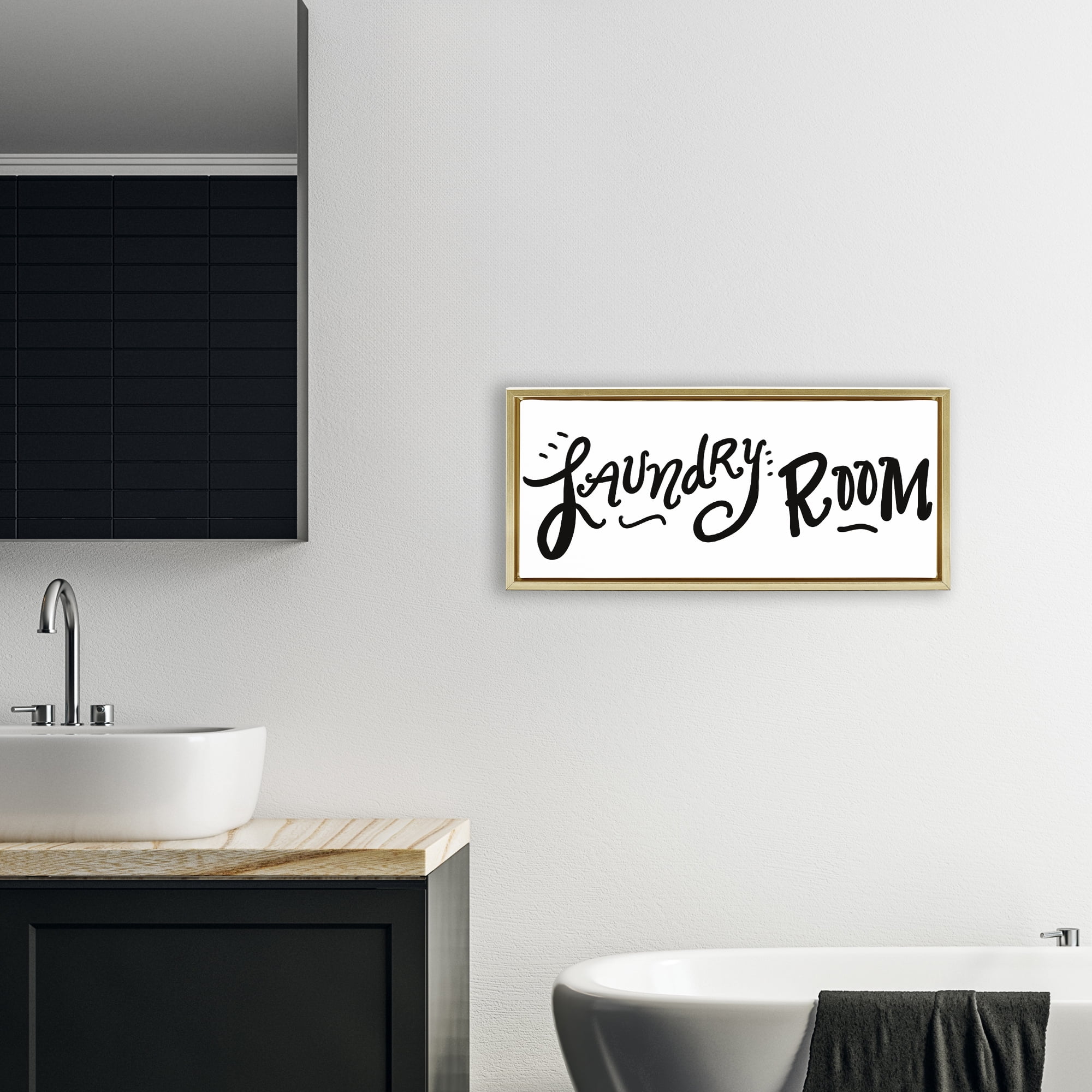 Stupell Industries Laundry Room Fun Typography Gold Framed Floater Canvas Wall Art, design by SD Graphics Studio