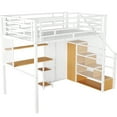 thumbnail image 5 of Full Size Metal Loft Bed In White With Wardrobe, Desk, And Improving Storage Shelves Practical, 5 of 7