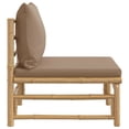 thumbnail image 2 of vidaXL Garden Middle Sofa with Taupe Cushions Bamboo, 2 of 4