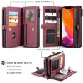 thumbnail image 2 of Funda tipo billetera Caseme para iPhone 12 Pro Max Bolsillo magnético desmontable con cremallera Funda con tapa de cuero de PU duradera Cartera para iPhone 12 Pro Max Funda tipo, 2 of 5