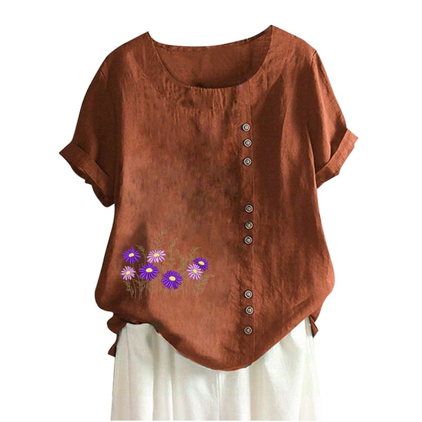 Camisetas de Manga Corta para Mujeres, Camiseta de Manga Corta Impresa Casual Hecha de 95% Poliéster 5% Spandex para Todas las Estaciones, Camisetas de Manga Corta para Mujeres