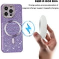 thumbnail image 3 of for iPhone 16 Pro Max Bling Crystal Diamonds Rhinestone Bumper Cover, [Compatible with MagSafe] Glitter Sparkle Bling Luxury Shiny Cute TPU Cover Case for 16 Pro Max KZ-Purple, 3 of 12