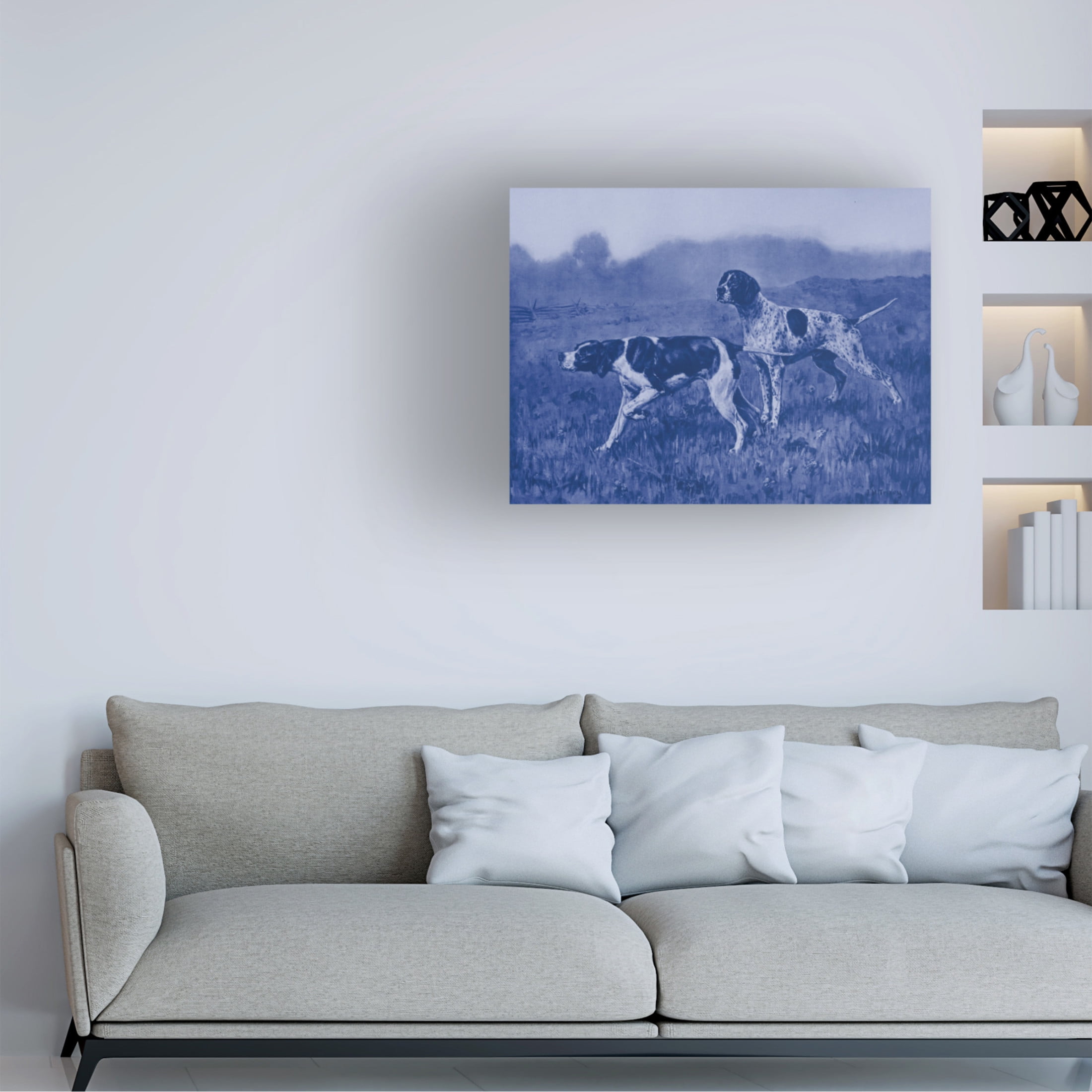 Canvas Wall Art - Vision Studio 'Antique Blue Dogs II' Wall Art for Living Room, Bedroom, or Office Décor by Trademark Fine Art - 19 x 14 Inches