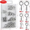 thumbnail image 2 of 2023 - 100 Pcs Screw Eye, 2# 4# 5# 6# 8# 10# Metal Screw Hook Bolts Nickel Plated Hook, 2 of 4