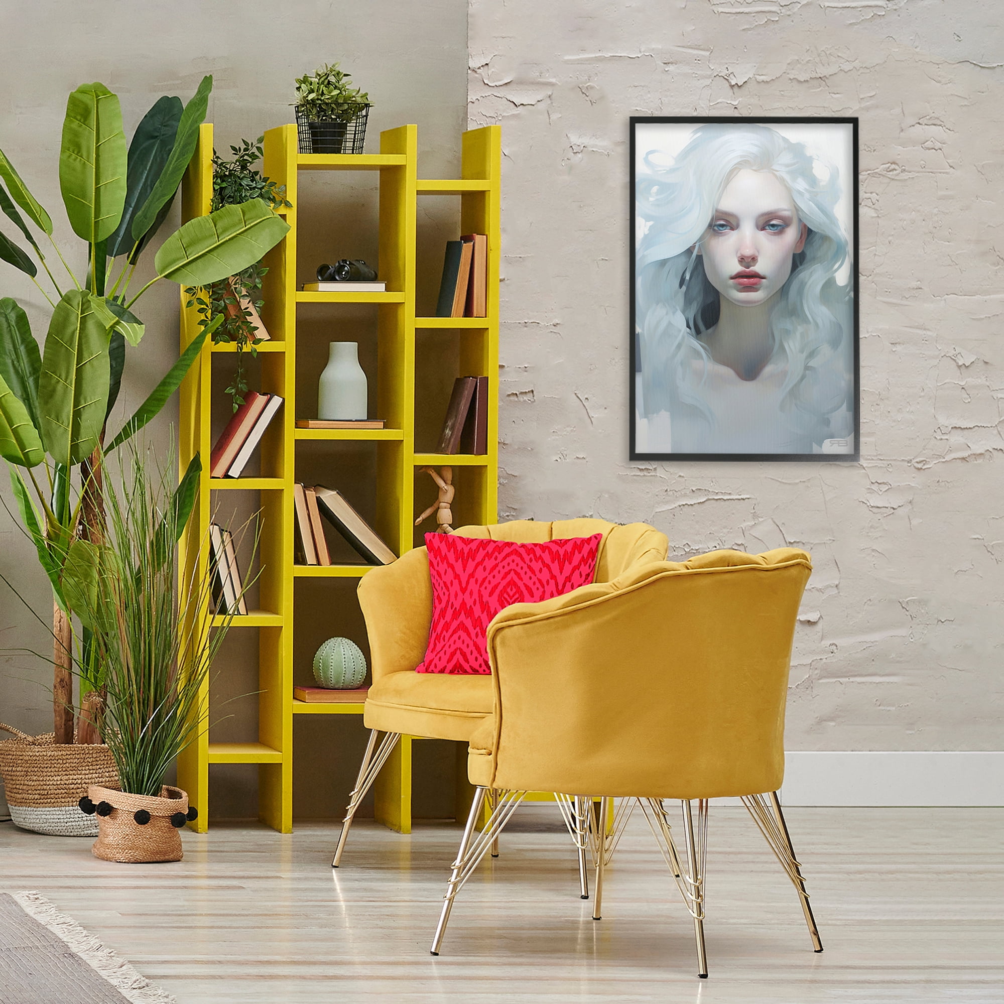 Stupell Industries Flowing Hair Visage Novelty Painting Black Framed Art Print Wall Art, 20 x 30